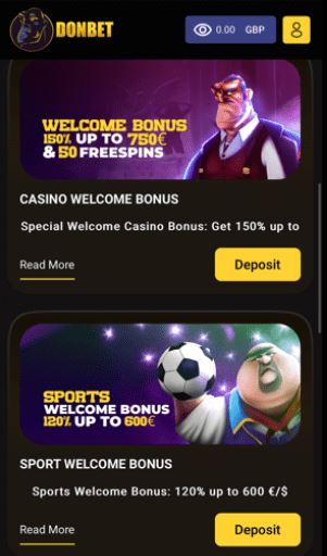 Claim a casino welcome bonus of 150% up to €750 or a sports welcome bonus of 120% up to €600