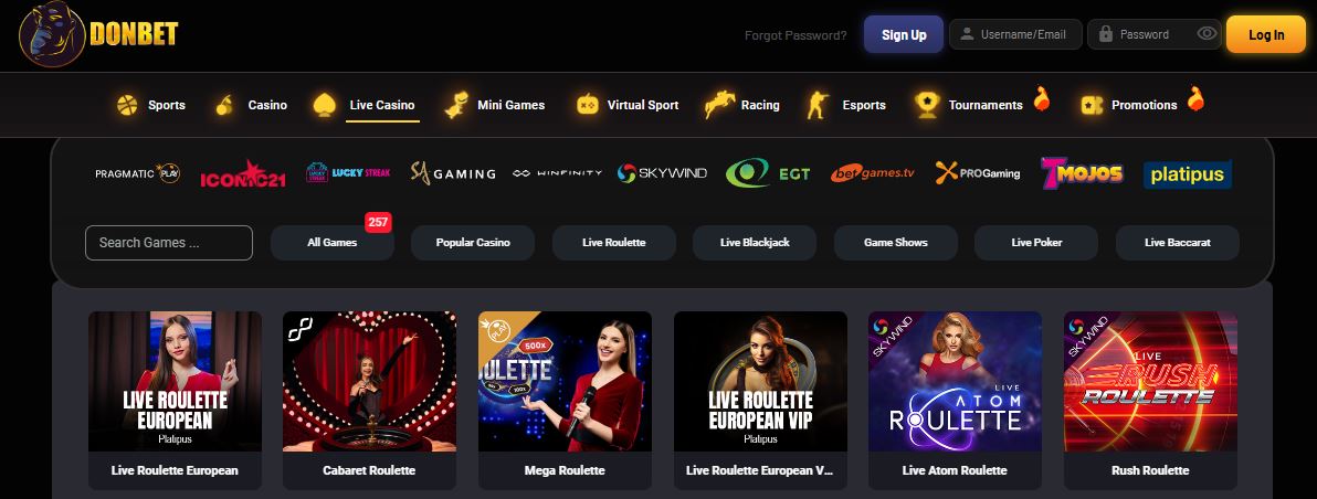 Play live casino games with professional dealers online