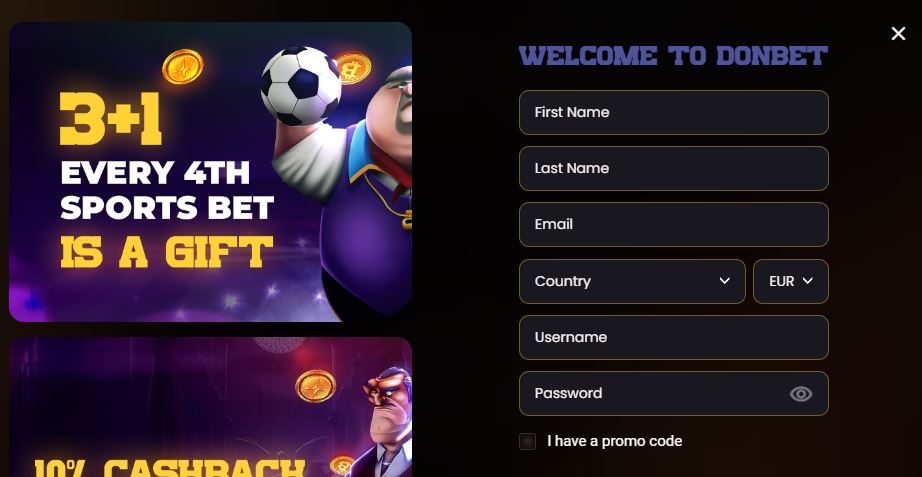 Register new account at Donbet casino quickly and easily