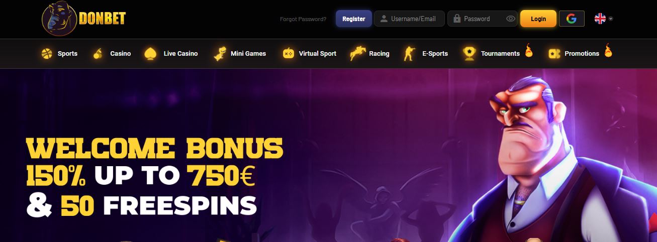 Join Donbet and get a welcome bonus of 150% up to €750 plus 50 free spins across sports, casino and live casino